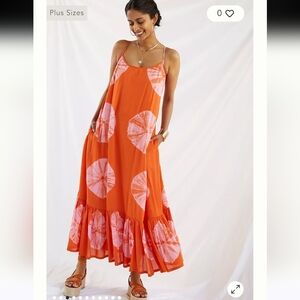Anthropologie Norblack Norwhite Brand Maxi Dress with Pink Tie-Dye Accents SizeL
